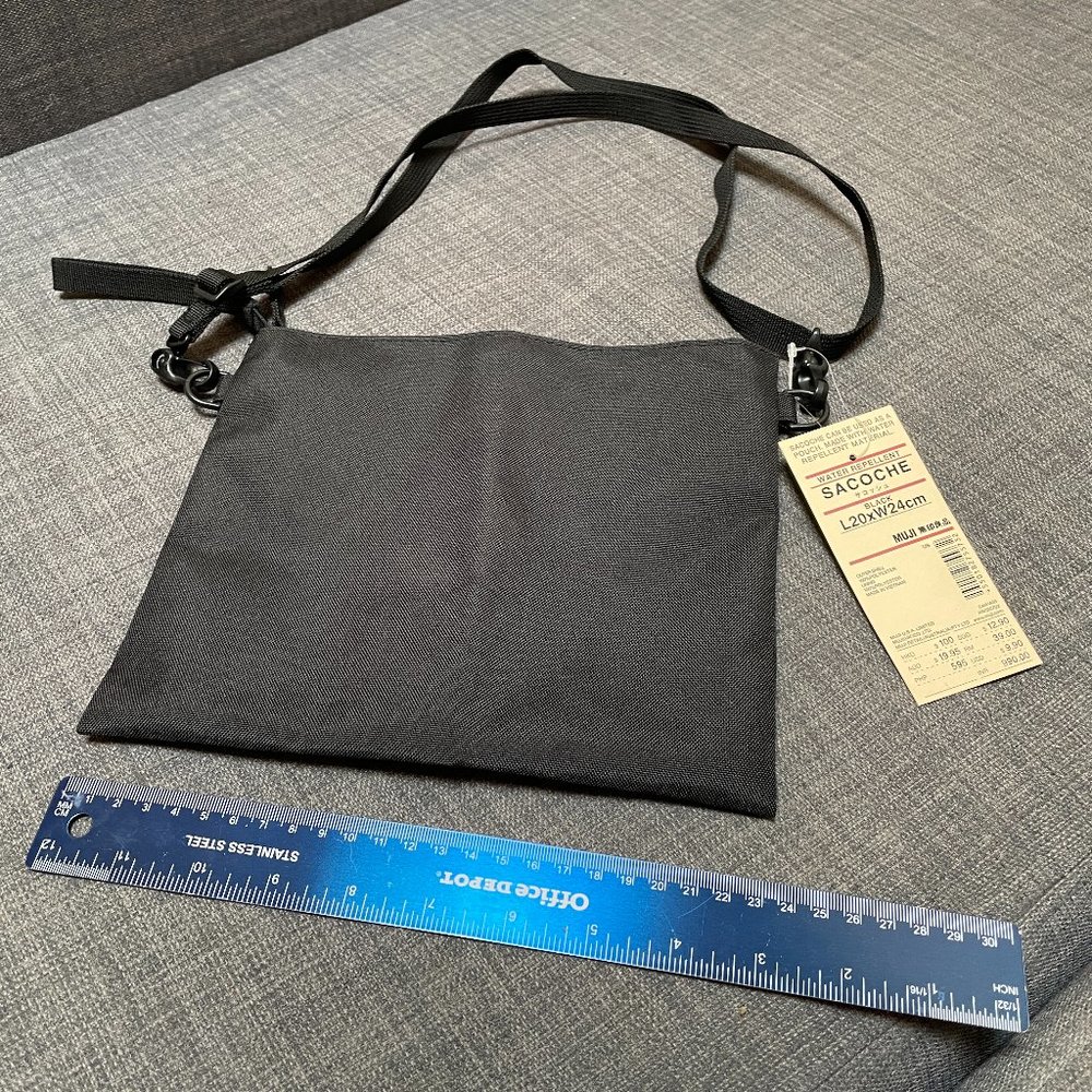 Muji Sacoche 2 way cross body bag Black NWT
